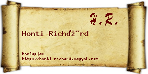 Honti Richárd névjegykártya